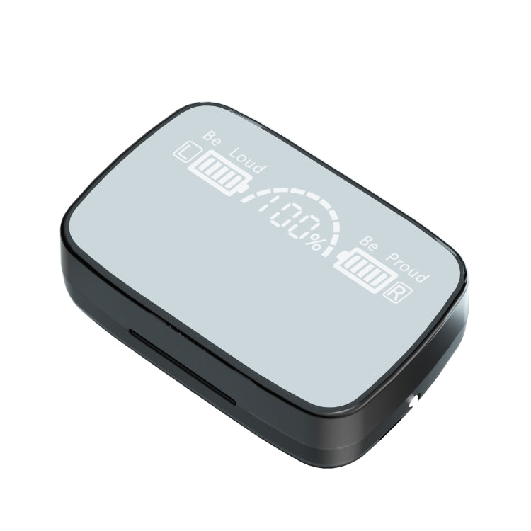 Écouteurs sans fil Bluetooth 5.1 TWS M9, affichage numérique miroir, avec boîtier de chargement et lampe de poche, prise en charge tactile, Siri et affichage de la batterie, M9 (noir)